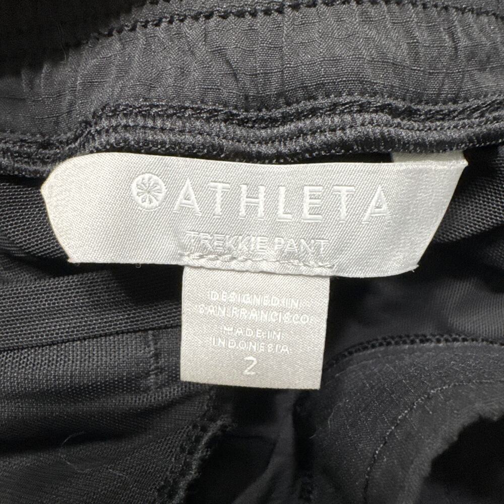 Athleta Trekkie Pant Womens 2 Black Stretchy Pull-On Pockets Zip Adjustable Hem - Picture 2 of 10